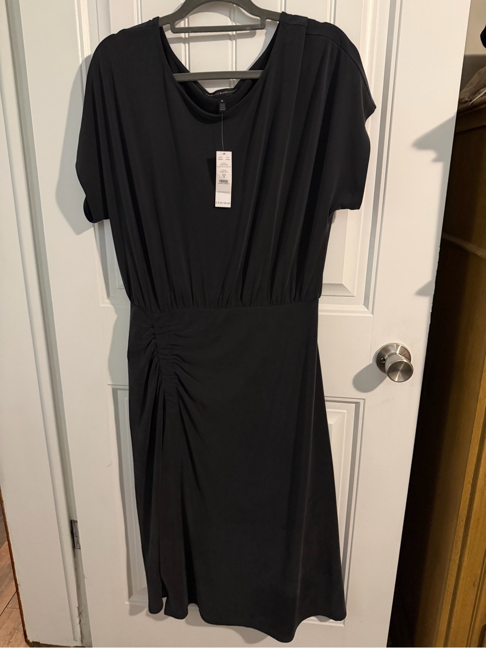 White House Black Market Gray Ruched-Side Midi Dress